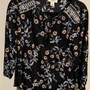 Style & Co. Black Floral Blouse